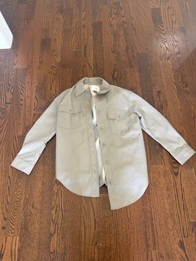 Wilfred Soft Gray Leather Button-Front Jacket